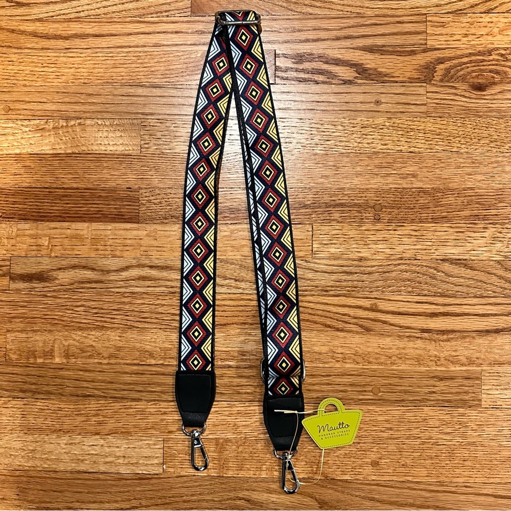 Mautto Aztec Diamond Pattern Strap for Handbags Geometric Tribal Design NWT